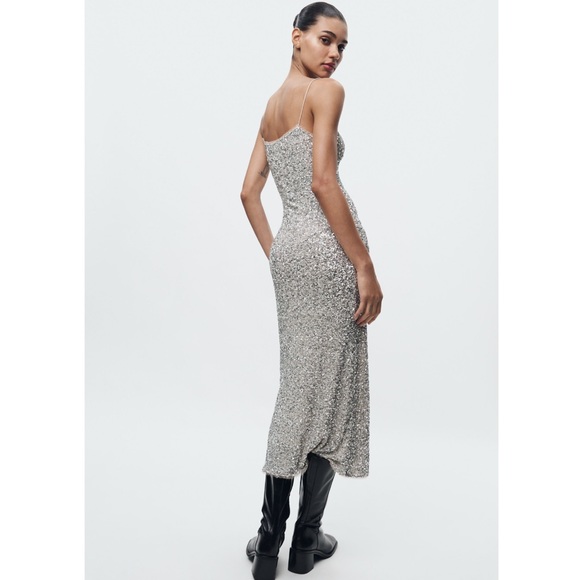 Zara SEQUIN SLIP DRESS ZW COLLECTION - Picture 9 of 14